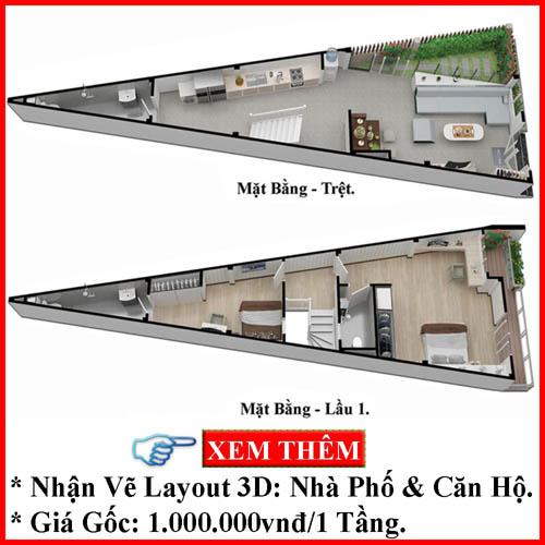 Bản Vẽ 3D Mặt Bằng Giá Rẻ