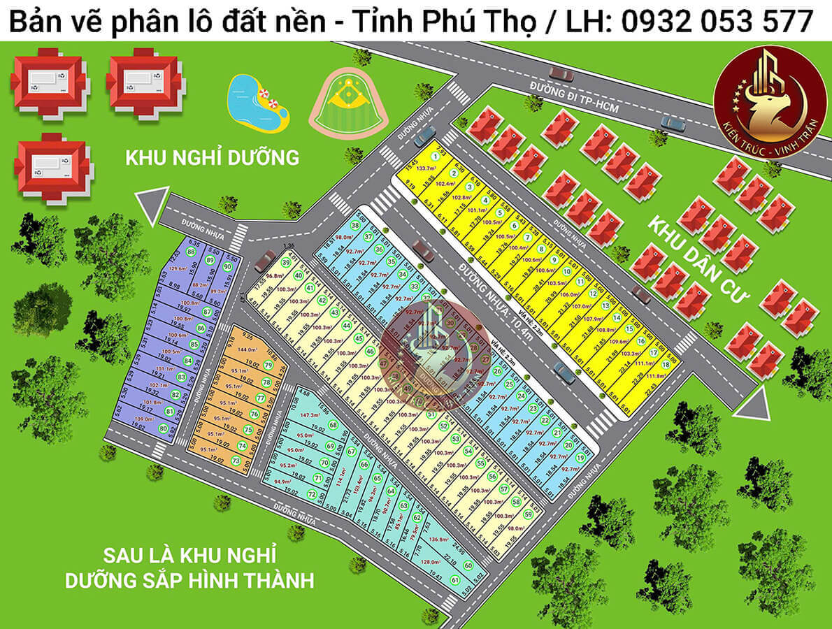 DỊCH VỤ 3D BẤT ĐỘNG SẢN Bản Vẽ phân lô đất nền 90 lô