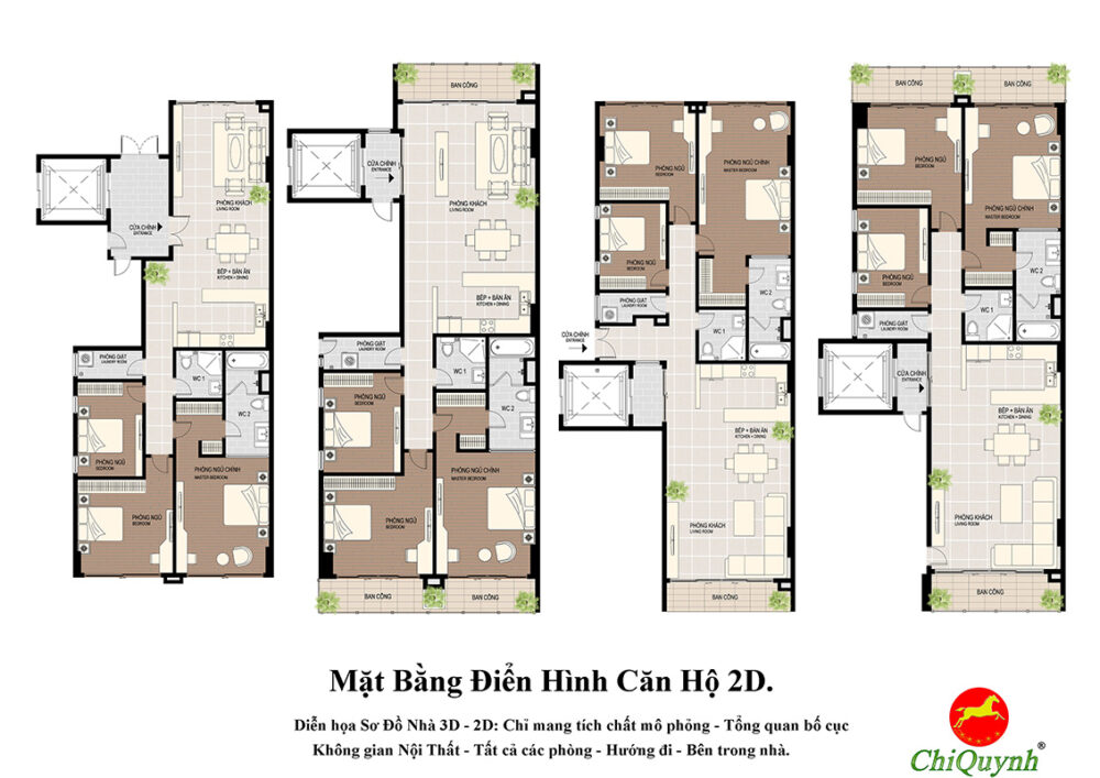 Dịch vụ 3D mặt bằng điển hình căn hộ 2d.