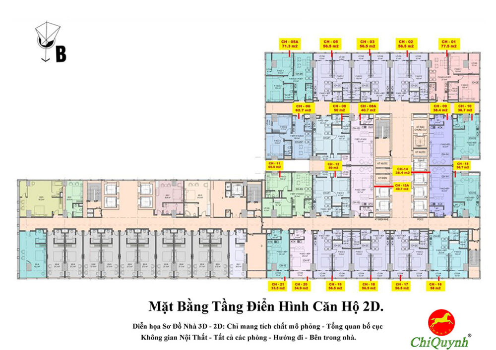 Bản vẽ 2D sô đồ tầng căn hộ bất động sản.