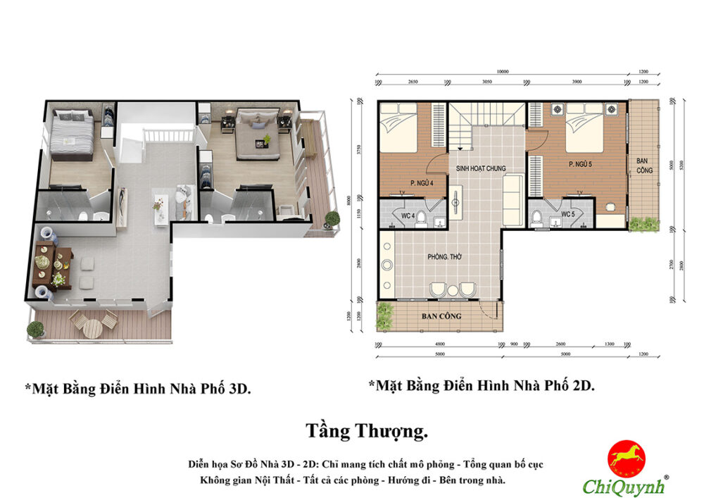 Bản vẽ 3D mặt bằng điển hình nhà phố bất động sản 03