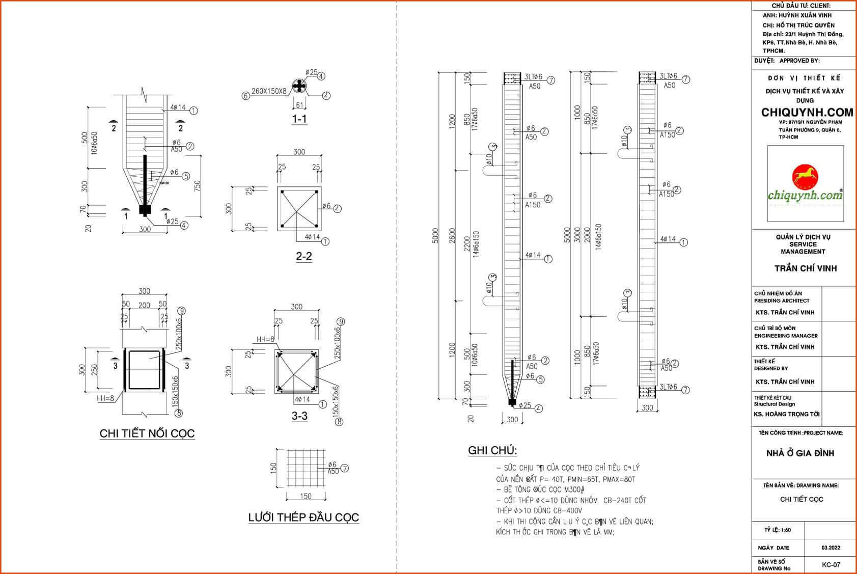 Bản vẽ thi công bố trí mặt bằng cọc.