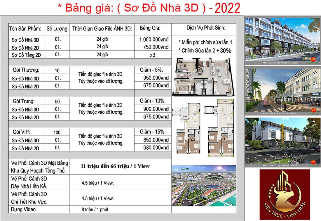 Bảng giá Floorplan 3D-2D.