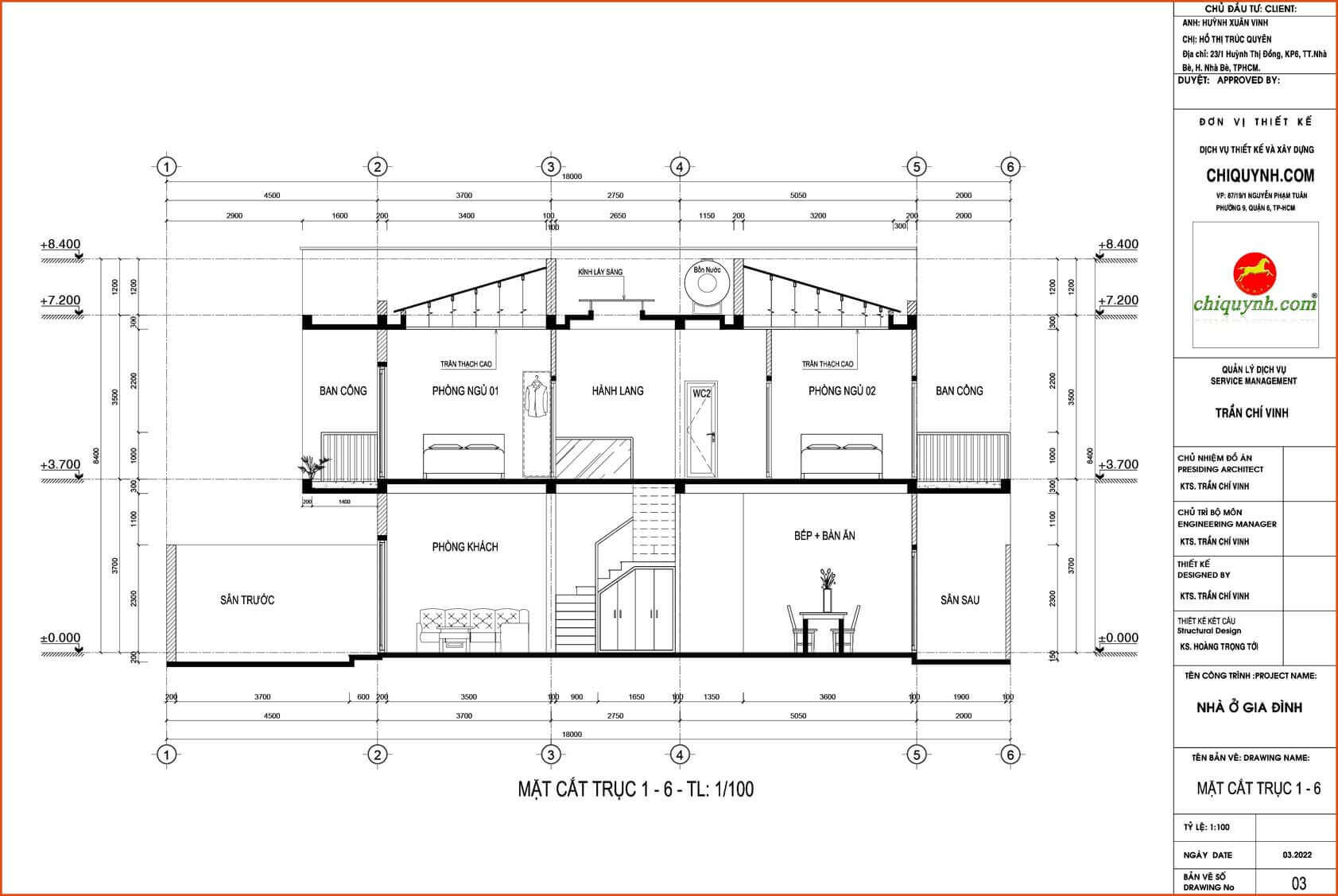 Mặt Cắt Chính Bản Vẽ Xây Dựng.