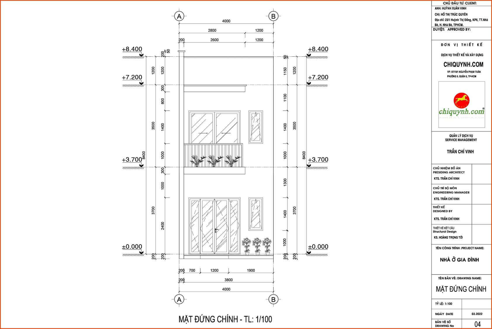 Mặt Đứng Bản Vẽ Kiến Trúc