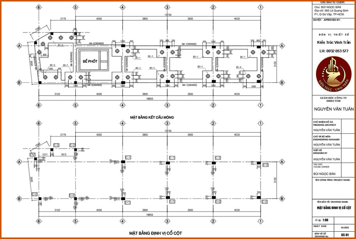 Bản vẽ kết cấu móng cột.