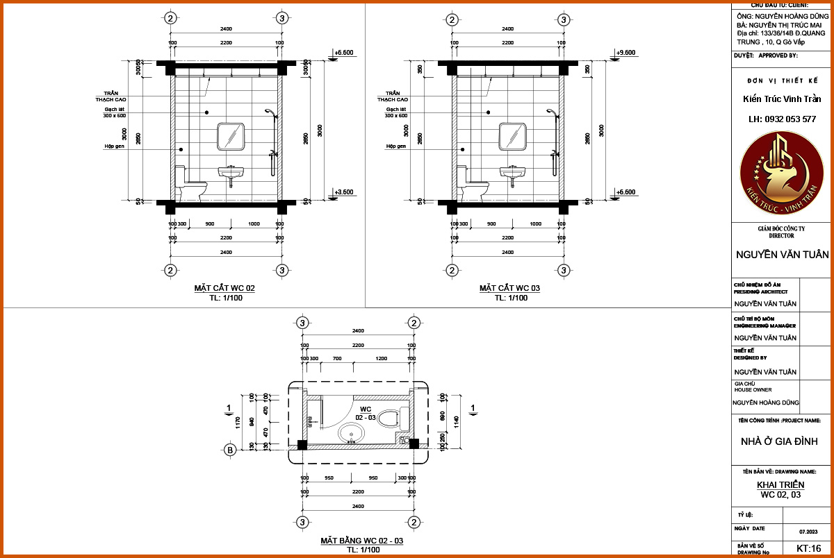 Bản vẽ mẫu nhà 3 tầng hiện đại.