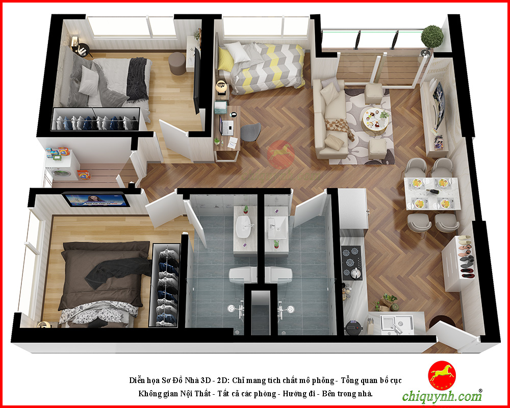 Căn hộ chung cư Floorplan 3D.