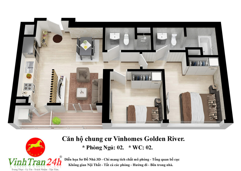 floor plan 3D - 2D căn hộ.