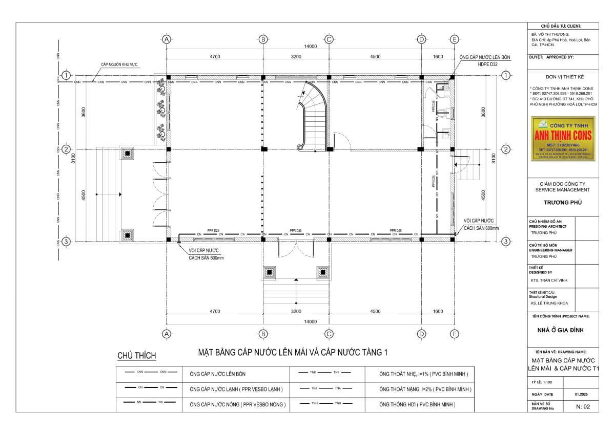 Bản vẽ mặt bằng cấp nước các tầng nhà phố chuẩn kỹ thuật. Hồ sơ vẽ thuê bản vẽ điện nước giúp thầu xây dựng tối ưu vật tư và thi công chính xác.