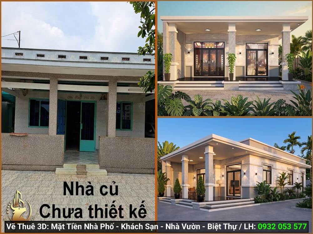 Mẫu 3D mặt tiền nhà cấp 4 đẹp, tối ưu chi phí thi công cho nhà thầu.