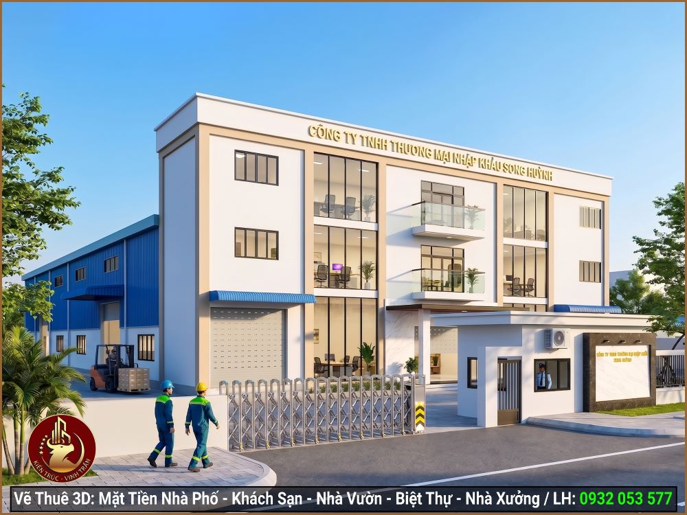 Mẫu Mặt Tiền Nhà 3D Đẹp Khám phá mẫu thiết kế mặt tiền nhà xưởng 3D hiện đại và tối ưu công năng. Với dịch vụ vẽ thuê 3D chuyên nghiệp, chủ đầu tư dễ dàng hình dung kiến trúc tổng thể, từ đó hoàn thiện các mẫu mặt tiền nhà 3D đẹp, tiết kiệm chi phí và thời gian thi công thực tế.