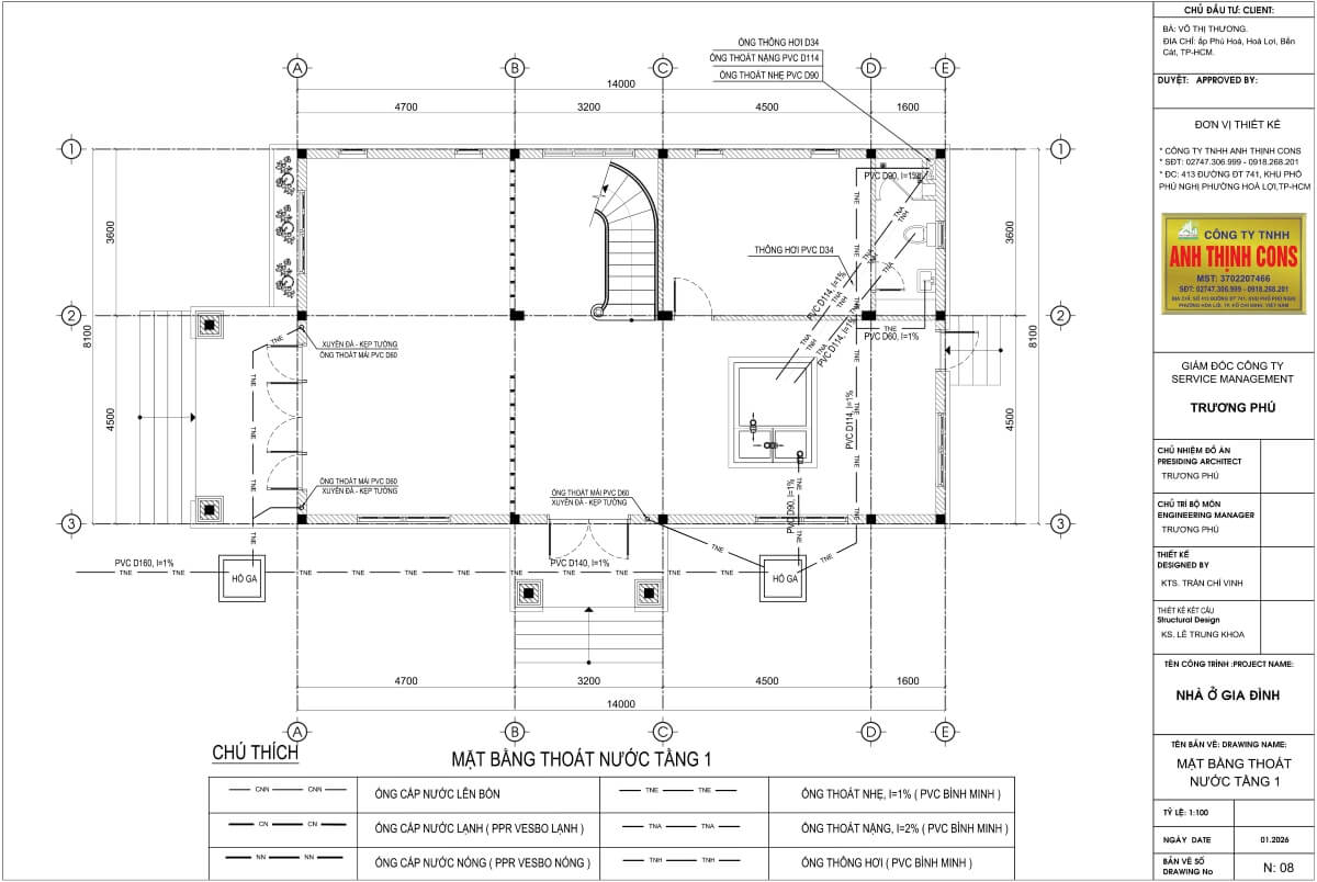 Bản vẽ Cad mặt bằng cấp thoát nước chuẩn kỹ thuật hỗ trợ nhà thầu thi công.