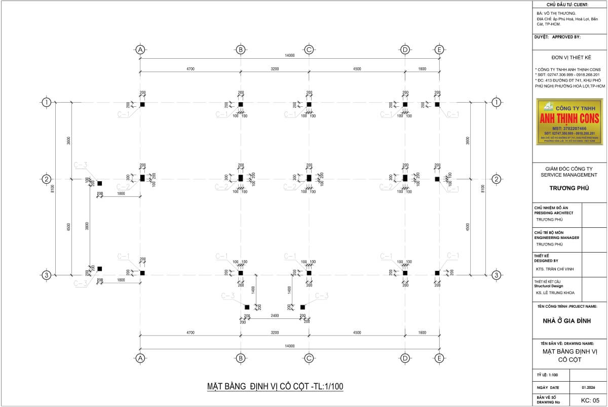 Bản vẽ Cad mặt bằng định vị cột chuẩn kỹ thuật hỗ trợ thi công xây dựng.
