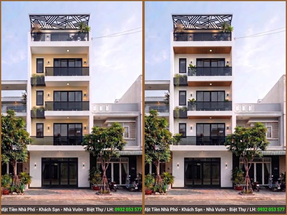 Mặt Tiền Nhà Phố Đẹp 2027 Mặt tiền nhà phố 5m tối ưu không gian 2027 thiết kế hiện đại, ốp đá marble.