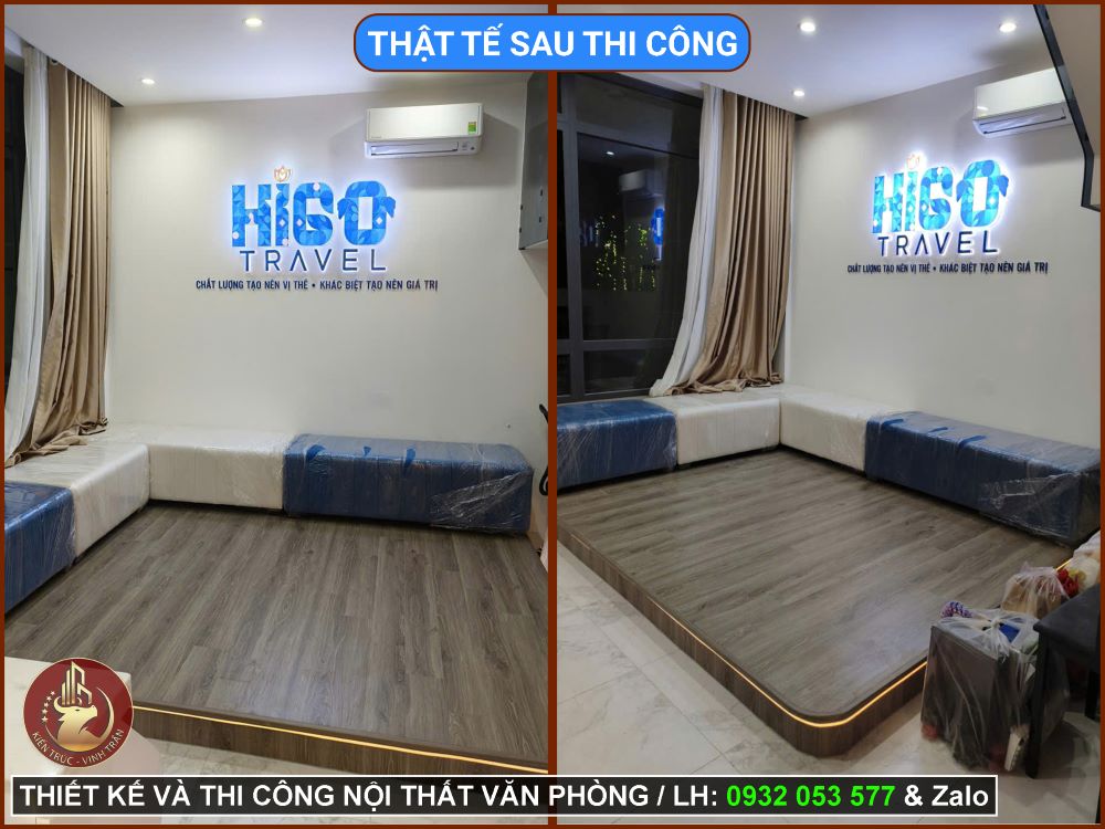 Hình ảnh nghiệm thu và bàn giao nội thất văn phòng hiện đại bám sát bản vẽ thiết kế.