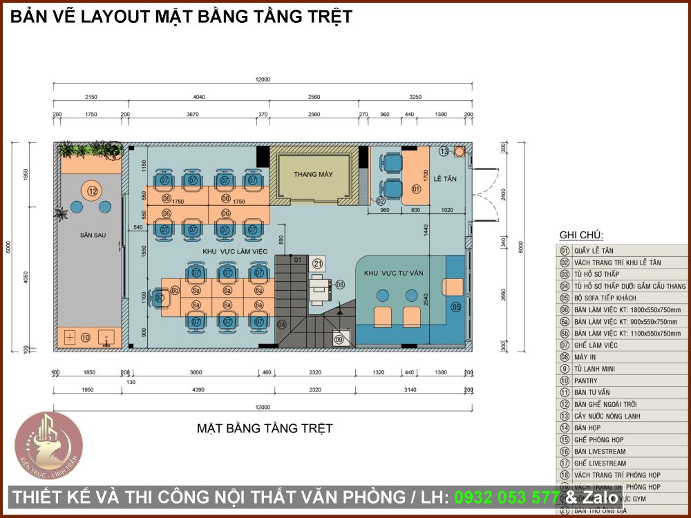 Bản vẽ 2D bố trí mặt bằng khu vực làm việc chung tối ưu không gian thiết kế văn phòng.