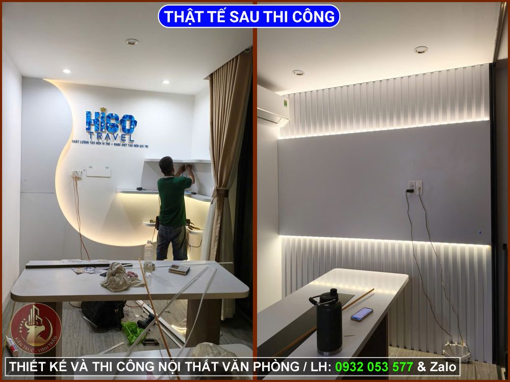 Hình ảnh thực tế công trình cải tạo văn phòng bám sát bản vẽ thiết kế nội thất.