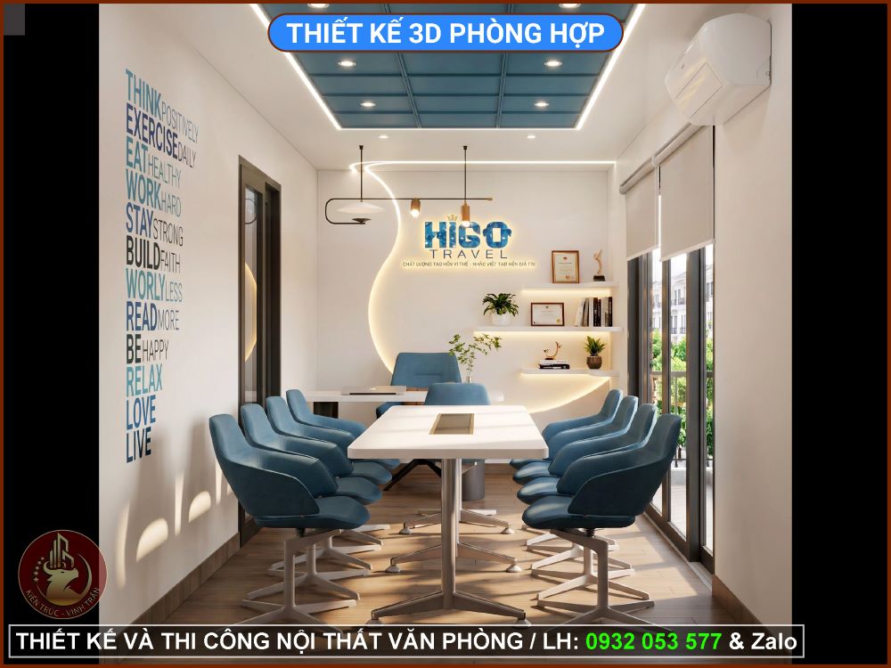 Phối cảnh 3D thiết kế phòng giám đốc sang trọng trong dự án thiết kế văn phòng.