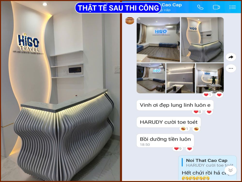 Hình ảnh thực tế dự án thi công văn phòng hoàn thiện bám sát bản vẽ thiết kế nội thất.